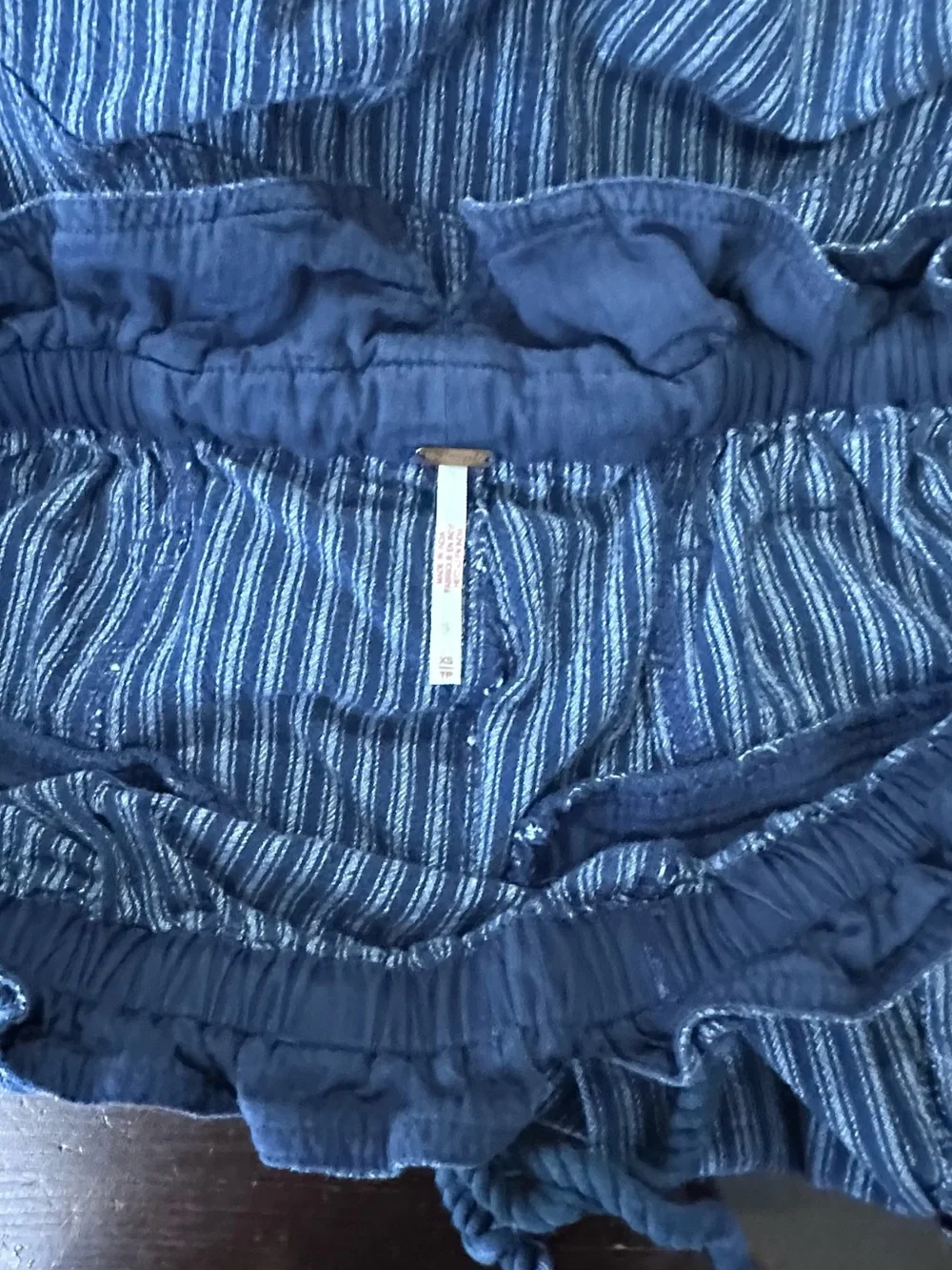 Free People Runyon Oversized Stripe Harem Drop Crotch Blue Cropped Pants